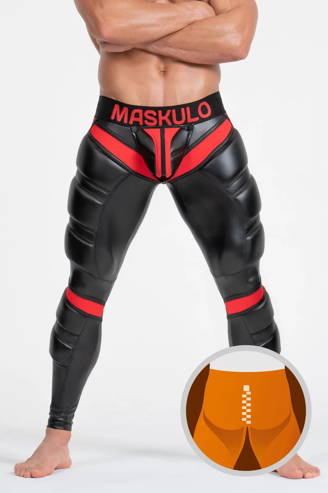 Leggings 'Big Bulge'. Black&Red – Maskulo Global (EU) Store