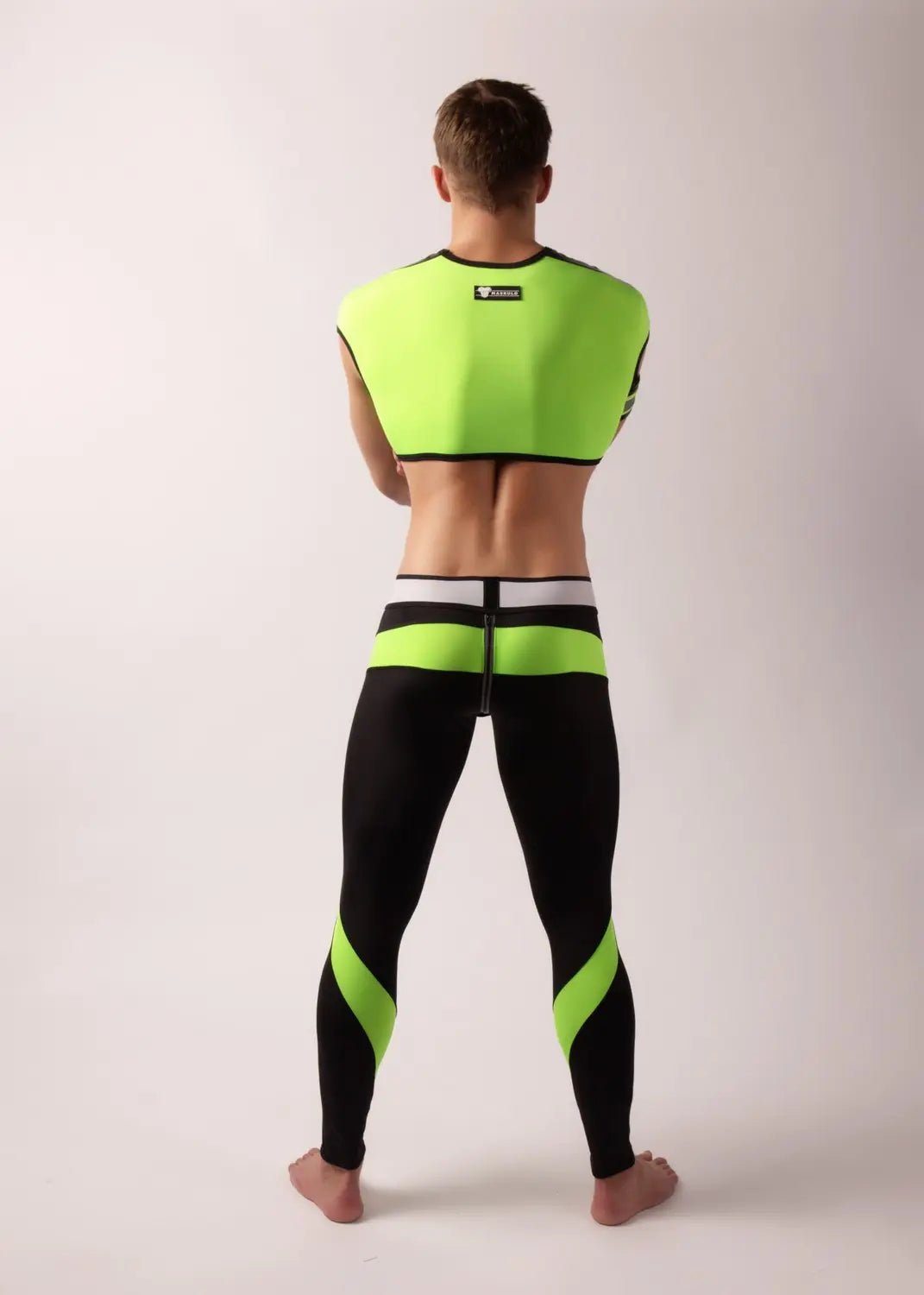 Youngero. Leggings, zippered rear. Codpiece. Green Neon - Maskulo - MLG159-Y1 - Maskulo EU Global Online Store