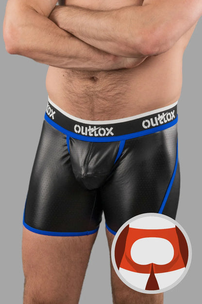 Outtox. Pantalones cortos traseros abiertos con bragueta a presión. Azul