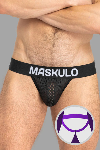 FISHER Jock met mesh en BULGE-IN. Zwart