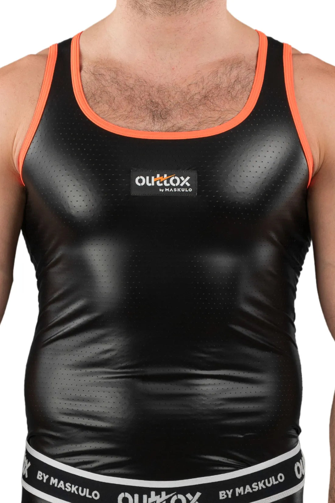 Outtox. Camiseta sin mangas. Negro+Naranja &