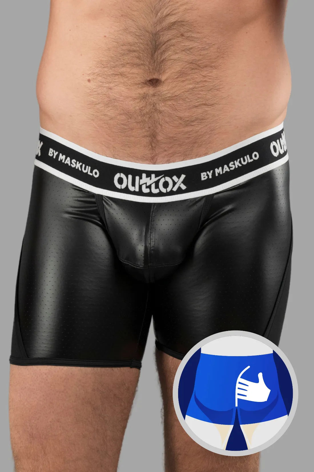 Outtox. Gewickelte Shorts mit Druckknopfverschluss. Schwarz