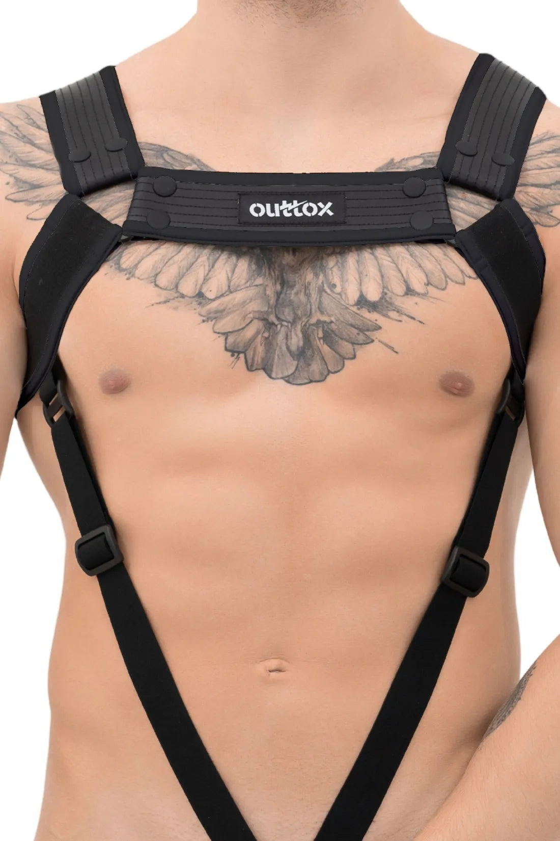 Outtox. Arnés corporal con broches. Negro