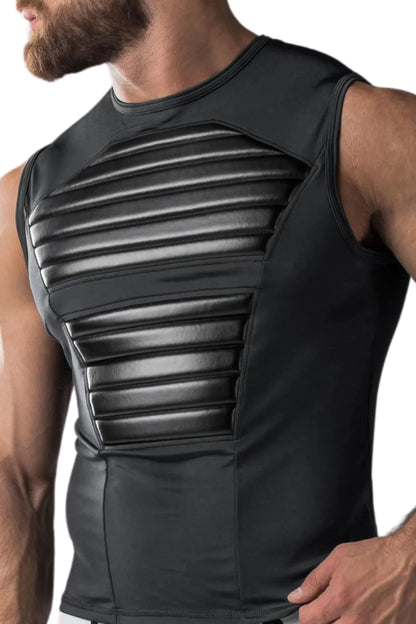 Blindado. Camiseta sin mangas para hombre. Spandex. Almohadillas delanteras. Negro