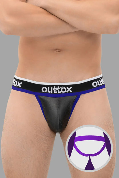 Outtox. Jock con bragueta Snap. Negro+Azul &