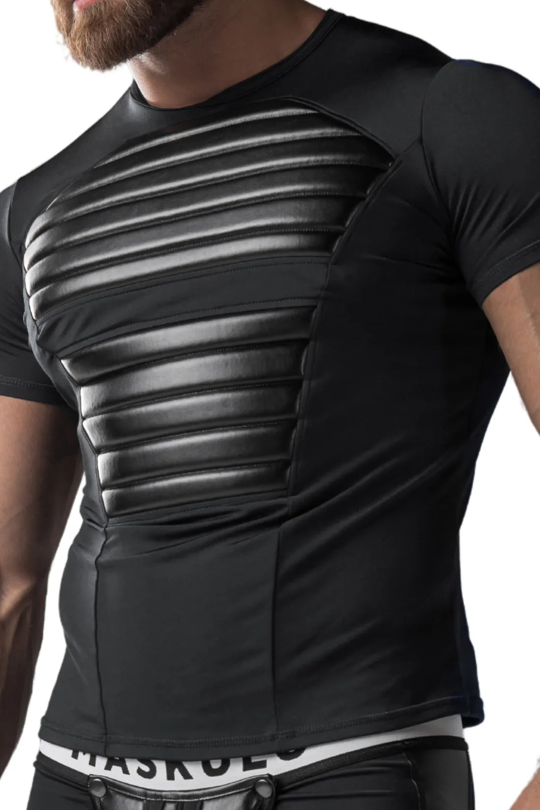 Blindado. Camiseta para hombre. Spandex. Almohadillas delanteras. Negro