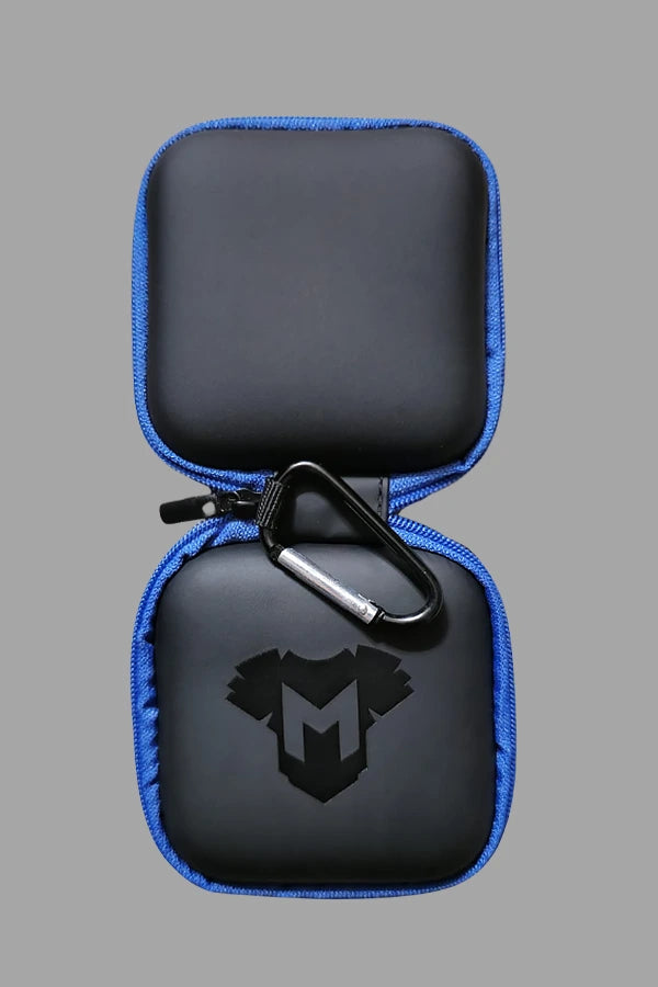 Jax Wanderlust. Mini Zip-Case with Carabiner. Black + Royal Blue