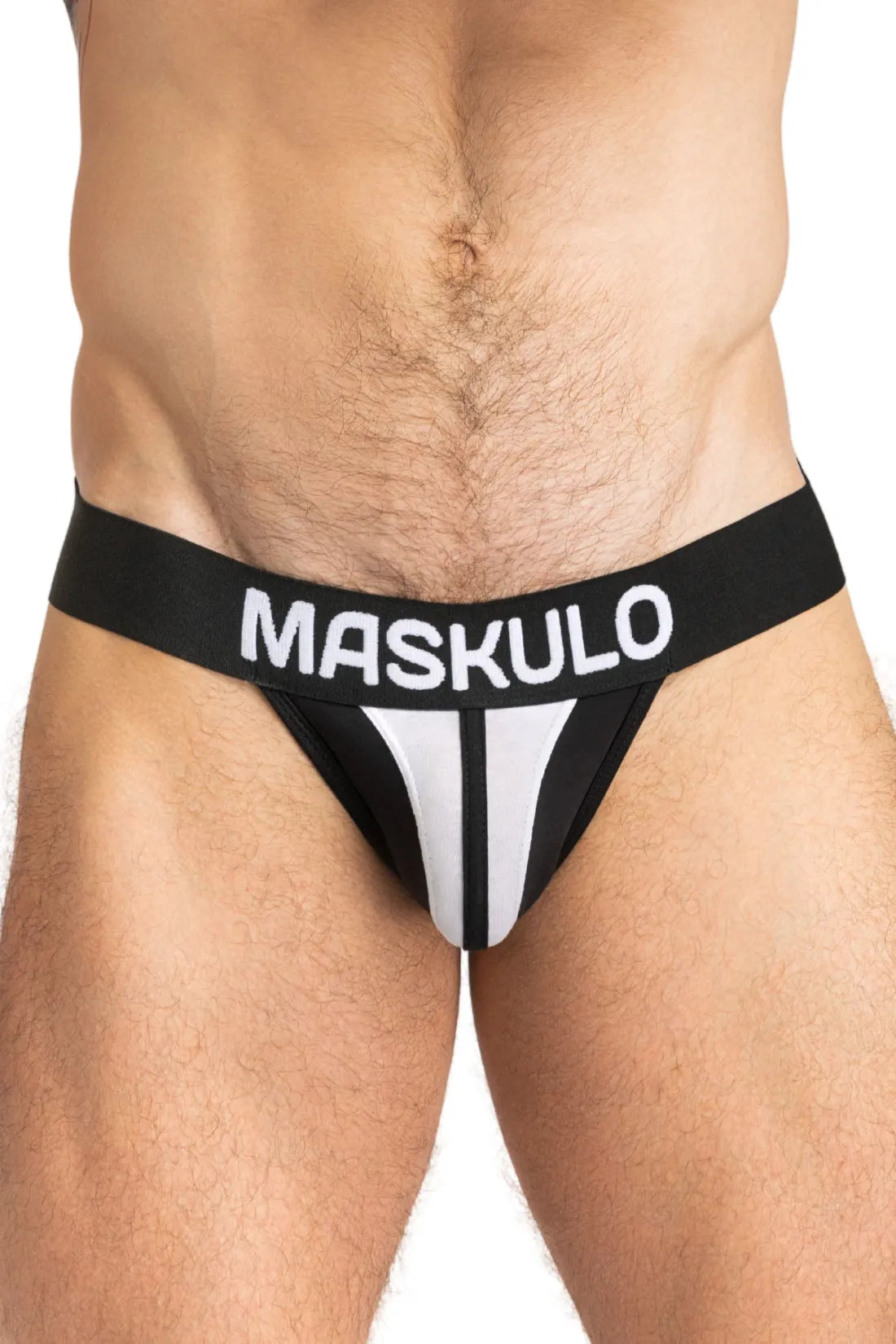 Jockstrap TIGER avec POUCH-SNAP. Noir et blanc