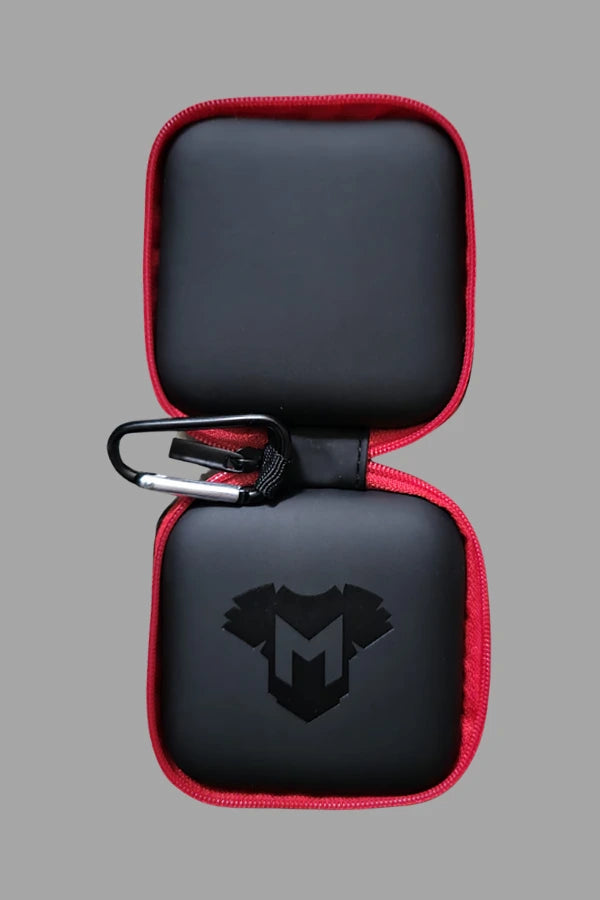 Jax Wanderlust. Mini Zip-Case with Carabiner. Black + Red