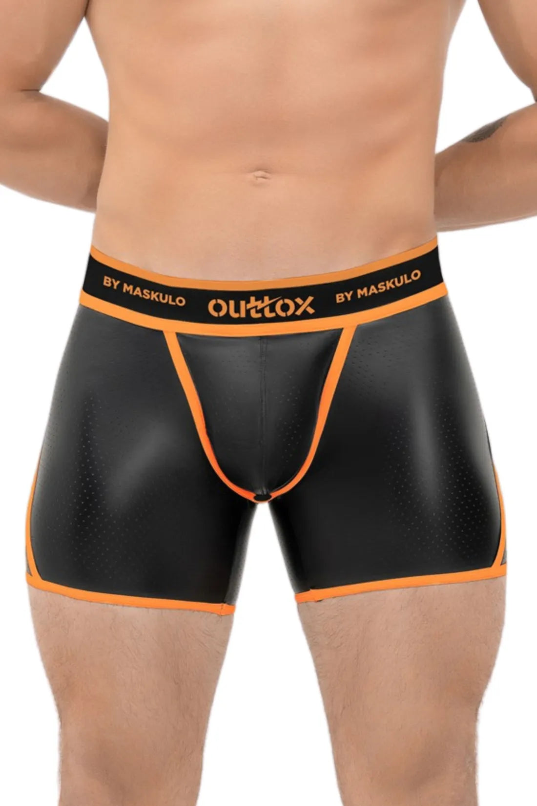 Outtox. Pantalones cortos traseros abiertos con bragueta a presión. Naranja &