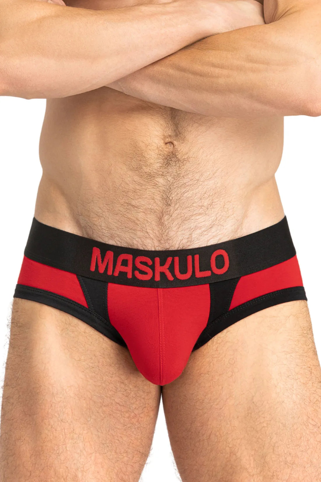 CAPTAIN-A Briefs with O-Inside-POUCH. Red and Black