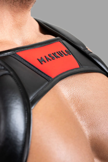 Body Harness with Push-up Effect. Black and Red