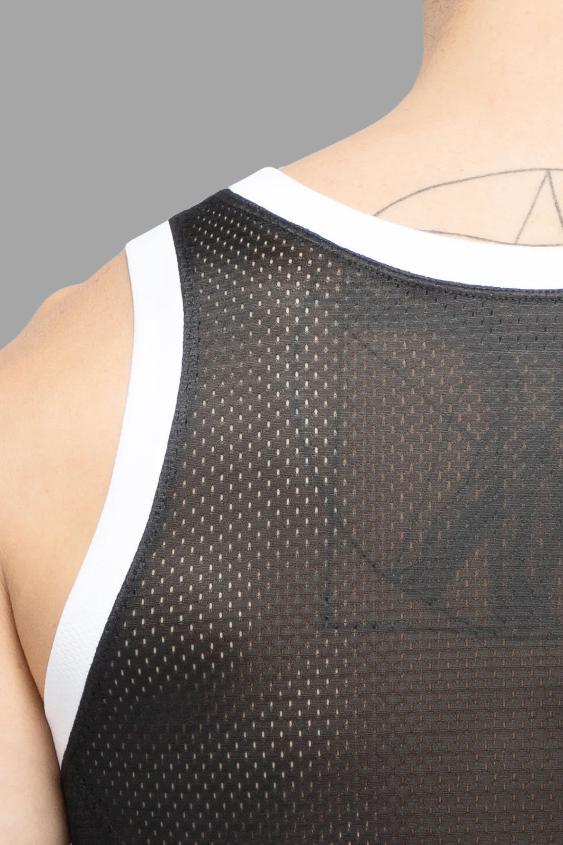 Skulla. Mesh-tanktop. Zwart+Wit