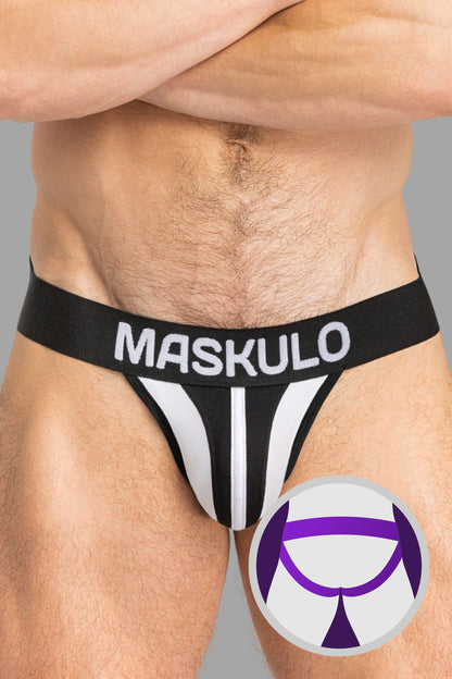 TIGER Jock con POUCH-SNAP. Blanco+Negro