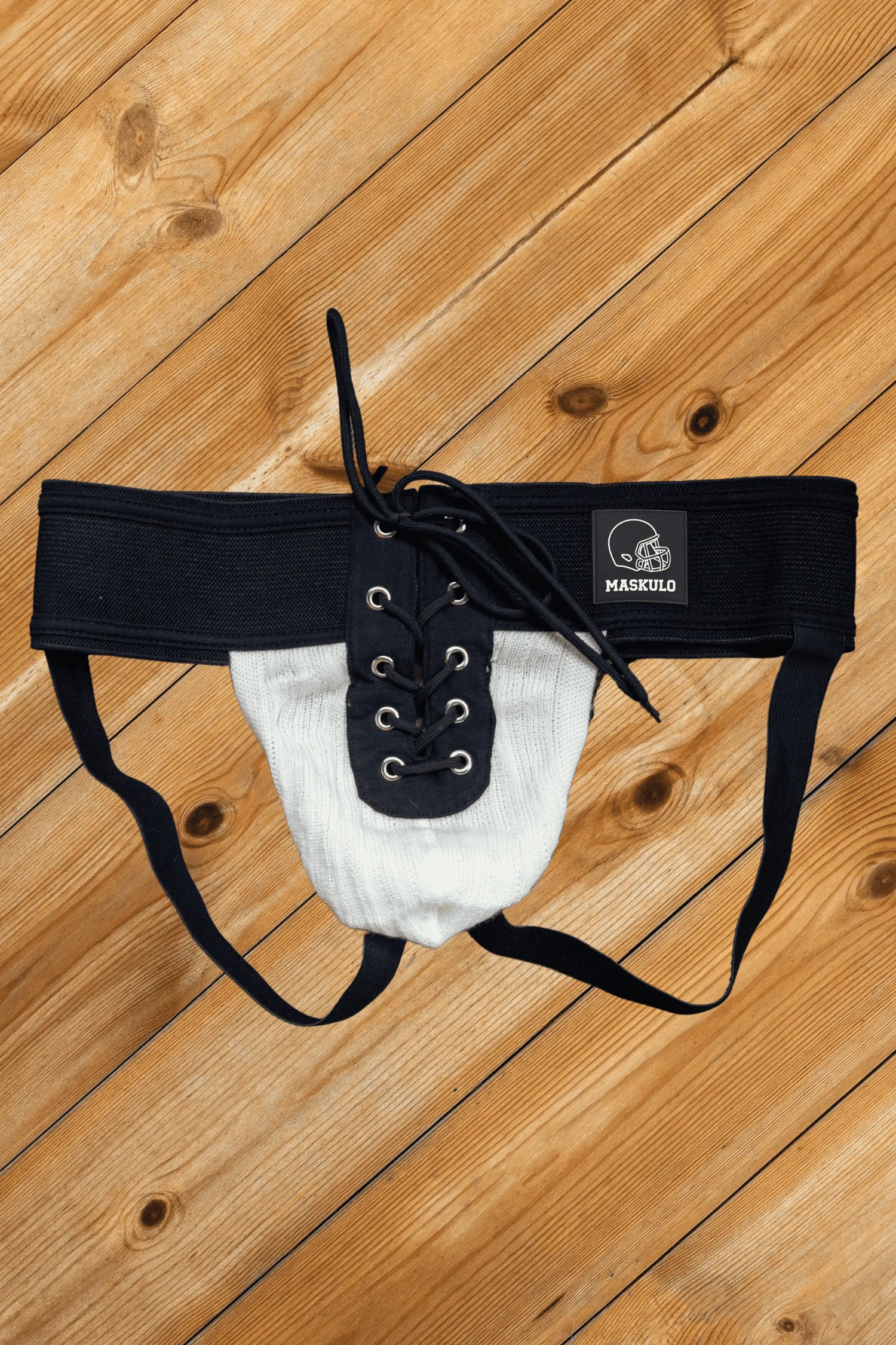 Ken Gridd-Iron, Jockstrap de Football Américain. Noir + Blanc