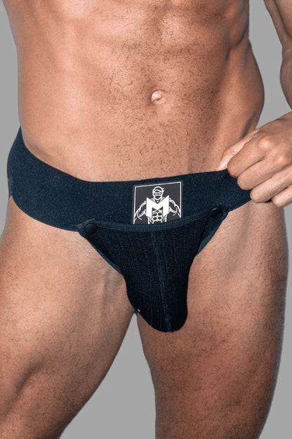 Frank Cyclone. Jockstrap avec Poche Amovible. Noir