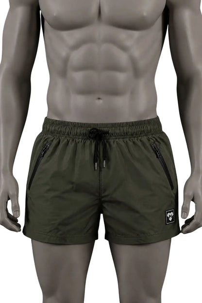 Short Jedd Synther Soft avec poches zippées. Vert kaki
