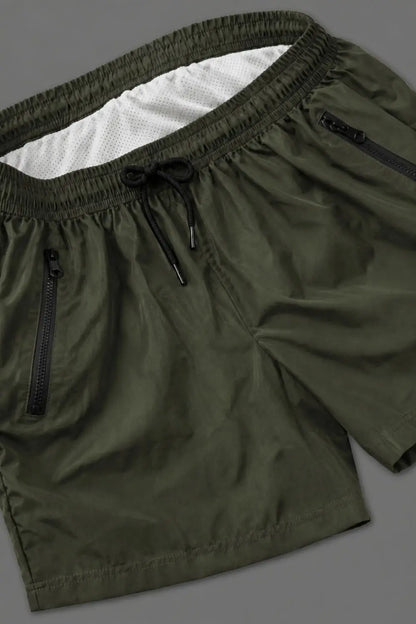 Short Jedd Synther Soft avec poches zippées. Vert kaki