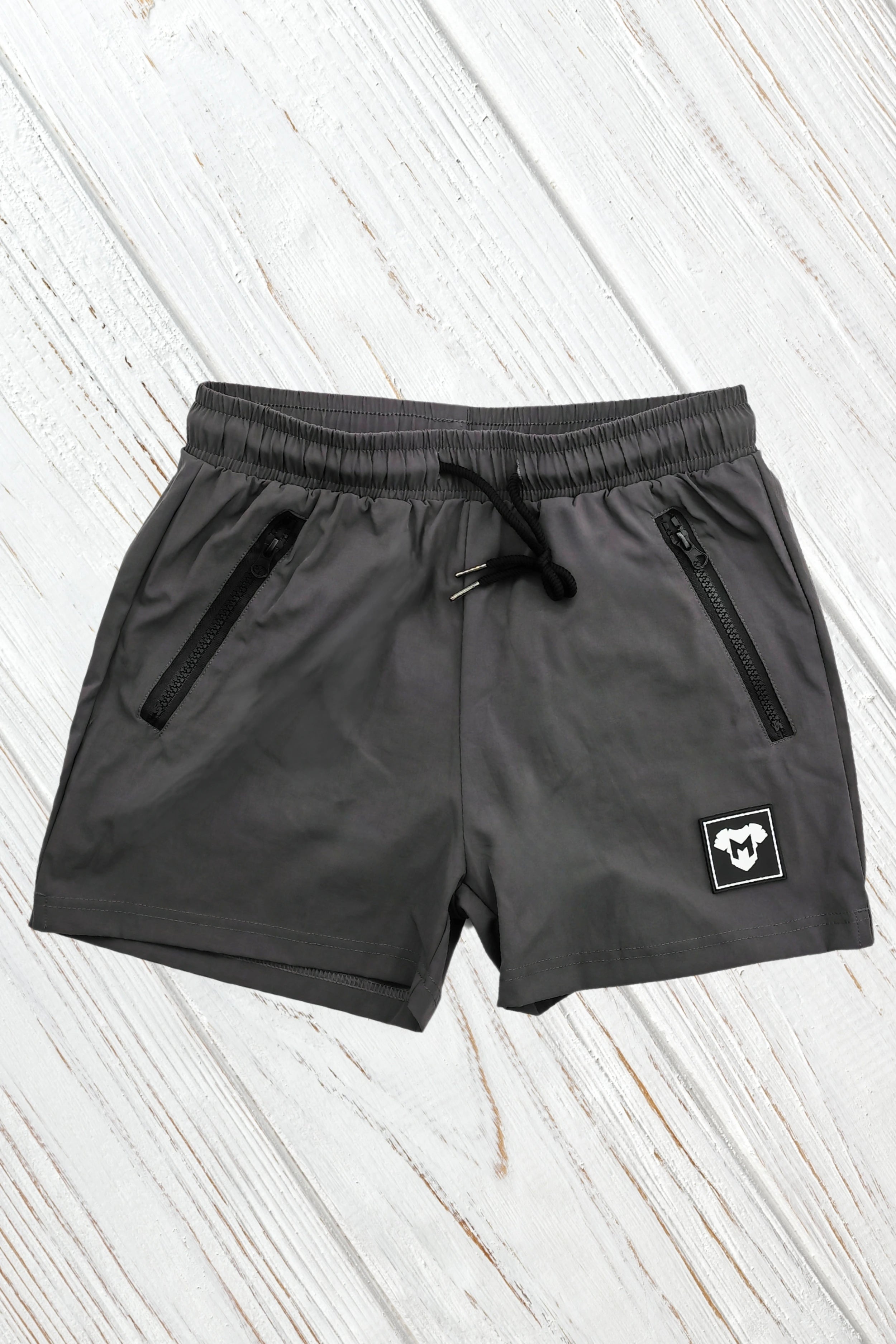 Jedd Synther Soft Shorts with Zip Pockets. Grey Steel