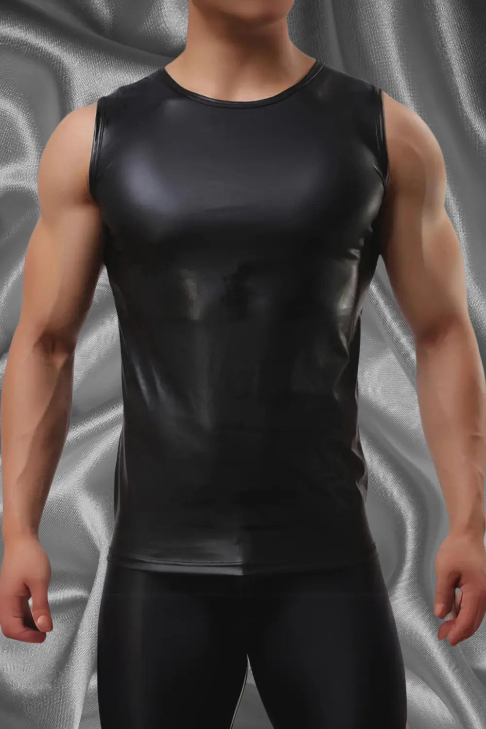 Rod Steelbod Sleeveless Top. Black PU Leather