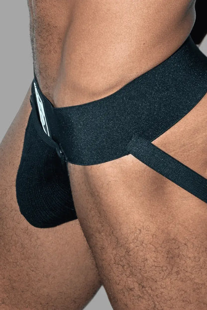 Frank Cyclone. Jockstrap avec Poche Amovible. Noir