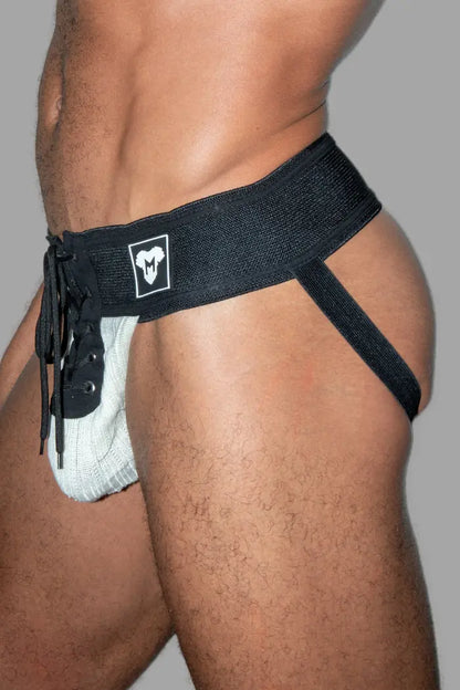 Ken Gridd-Iron, American Football Jockstrap. Schwarz + Weiß