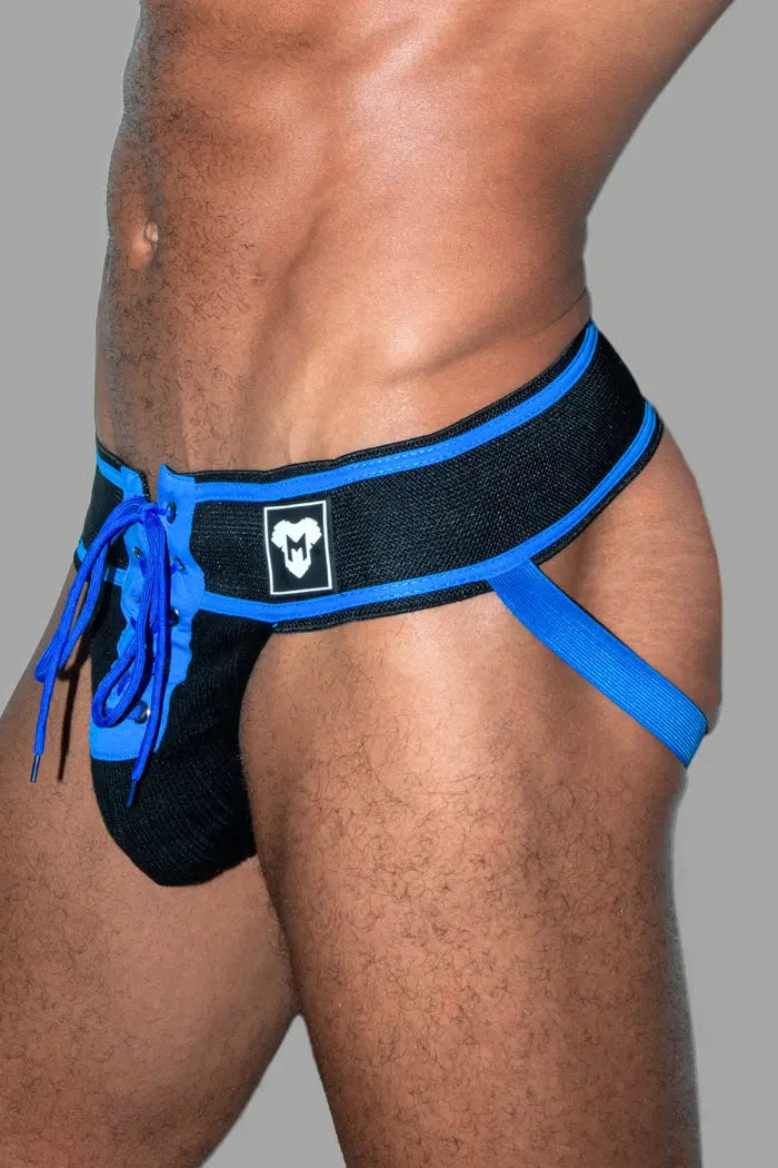 Liam Gridd-Iron, American Football Jockstrap. Black + Royal Blue