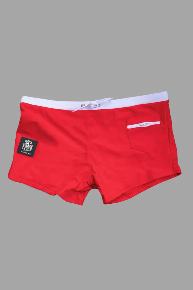 Derek Chase. Club-Shorts mit Tasche. Rot + Weiß