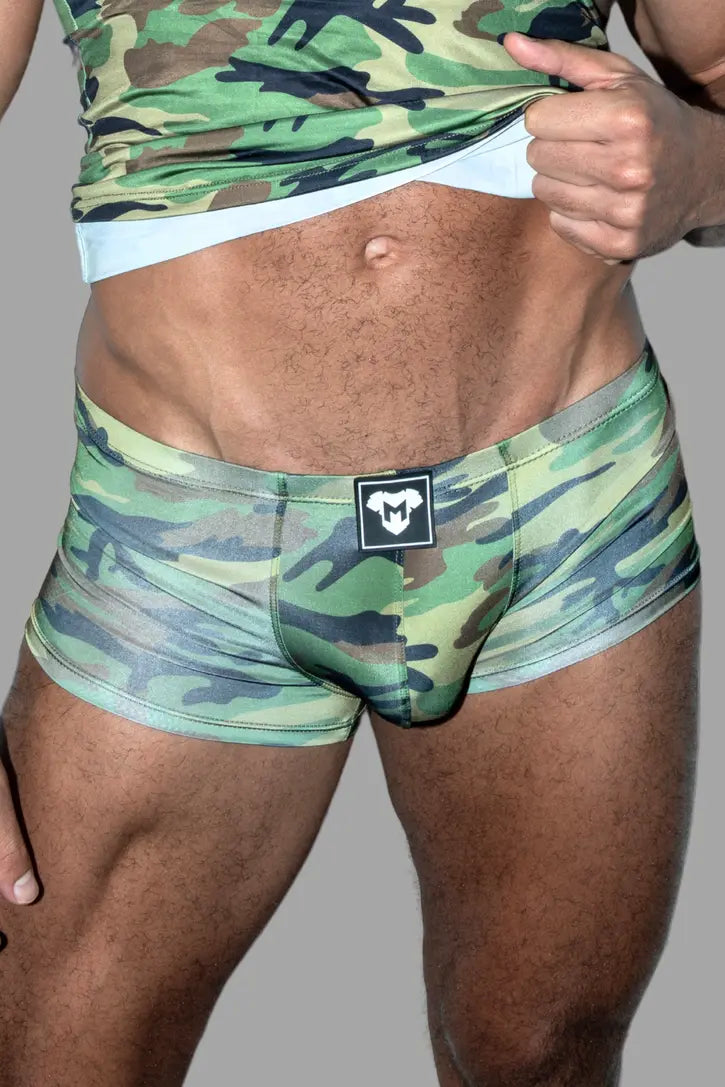 Hue Sleek Trunk Shorts. Silky Camouflage