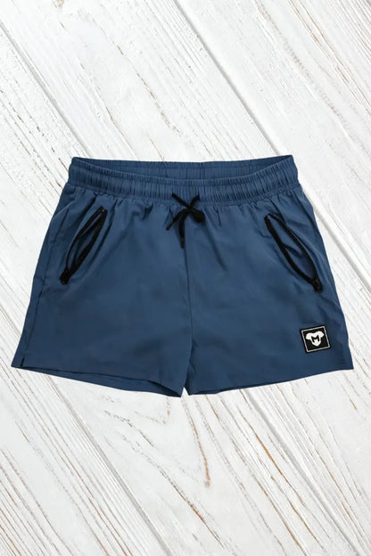 Jedd Synther Soft Shorts with Zip Pockets. Blue Steel