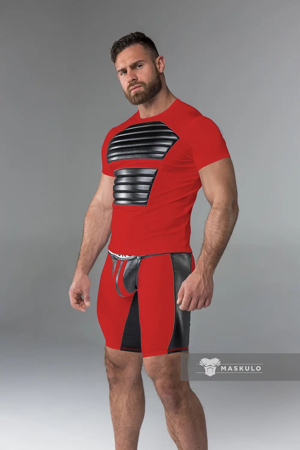 Armored. T-Shirt. Front Pads. Red - Maskulo - MTS116-Y1 - Maskulo EU Global Online Store