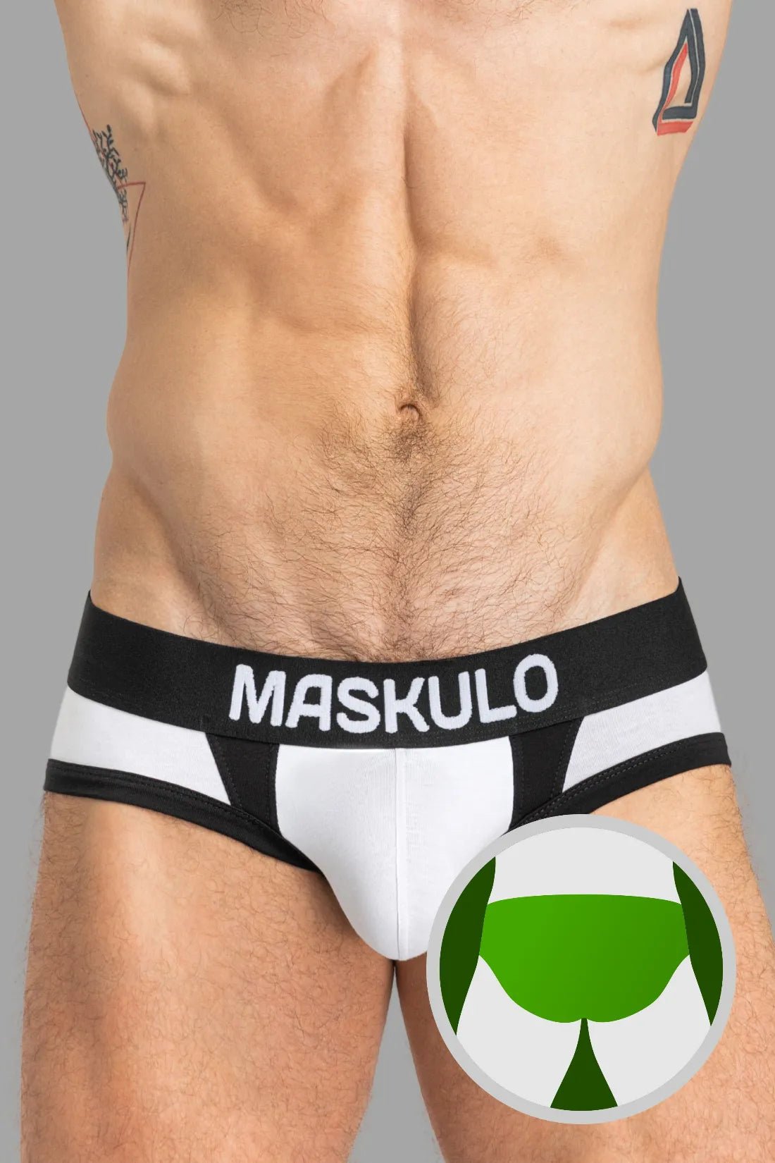 CAPTAIN - A Briefs with O - Inside - POUCH. White and Black - Maskulo - MBR140 - Y3 - Maskulo Global (EU) Store