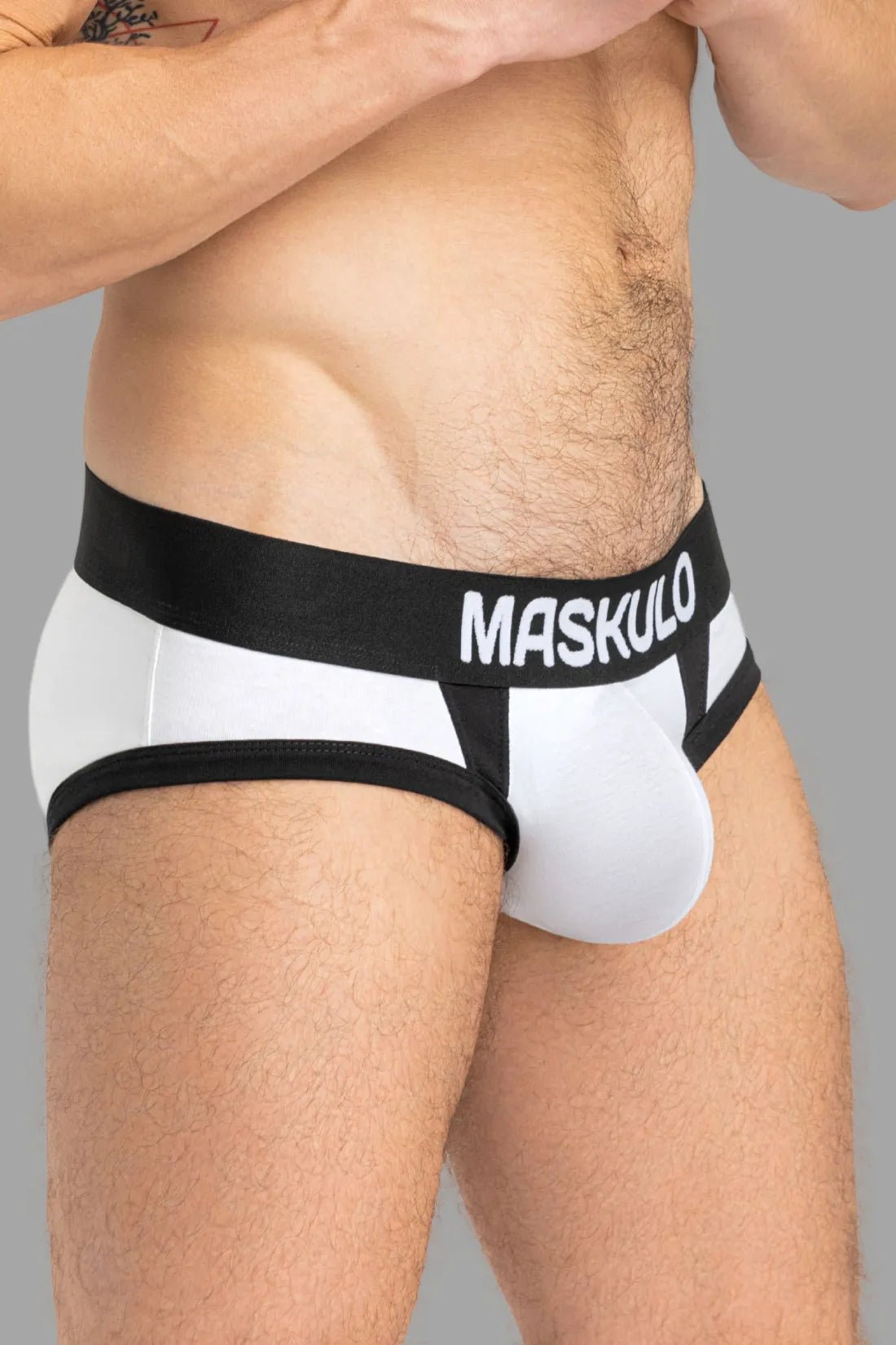 CAPTAIN - A Briefs with O - Inside - POUCH. White and Black - Maskulo - MBR140 - Y3 - Maskulo Global (EU) Store