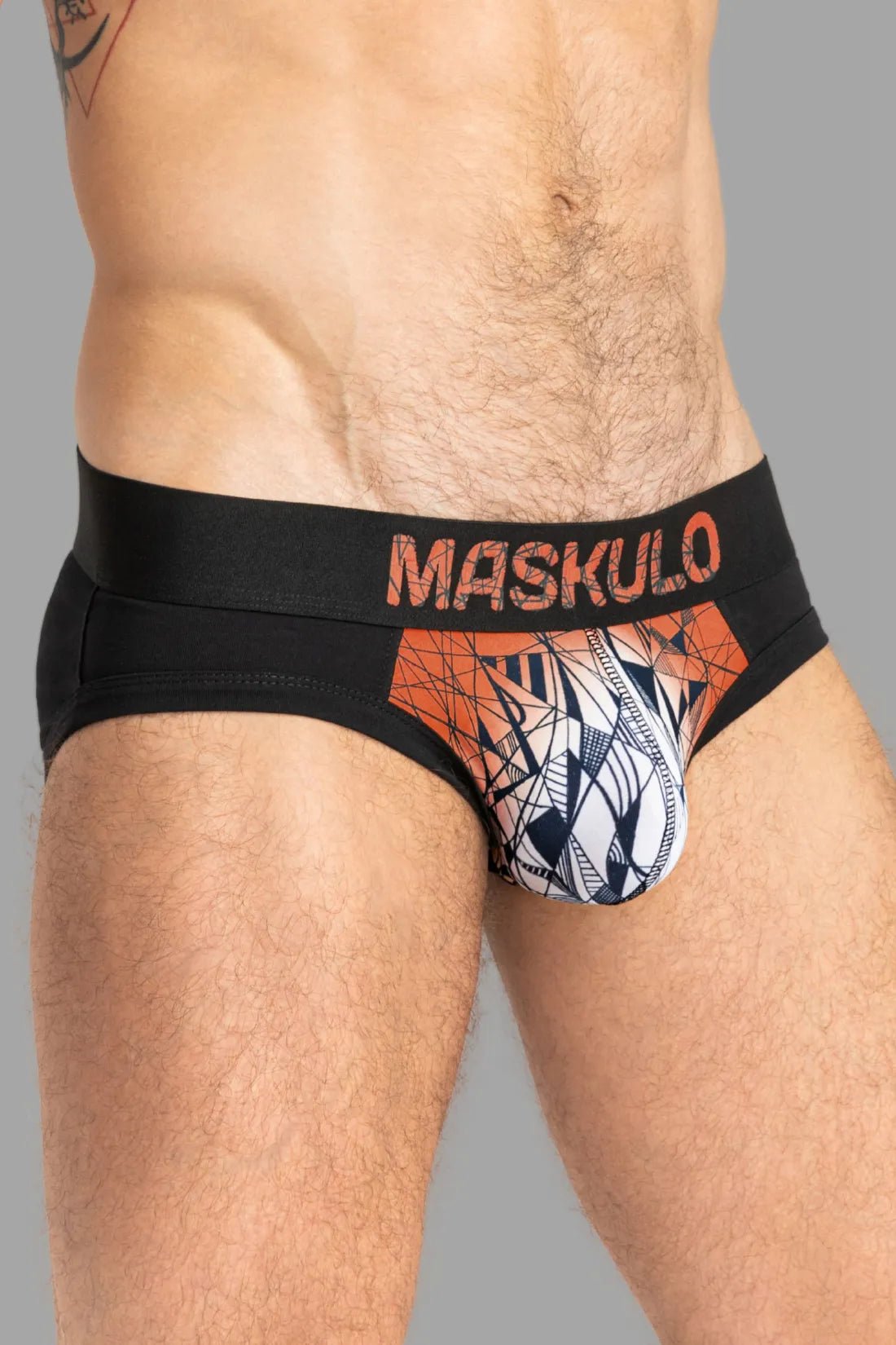 ARMOR Briefs with ART - X effect. Black and Orange - Maskulo - MBR144 - Y3 - Maskulo Global (EU) Store