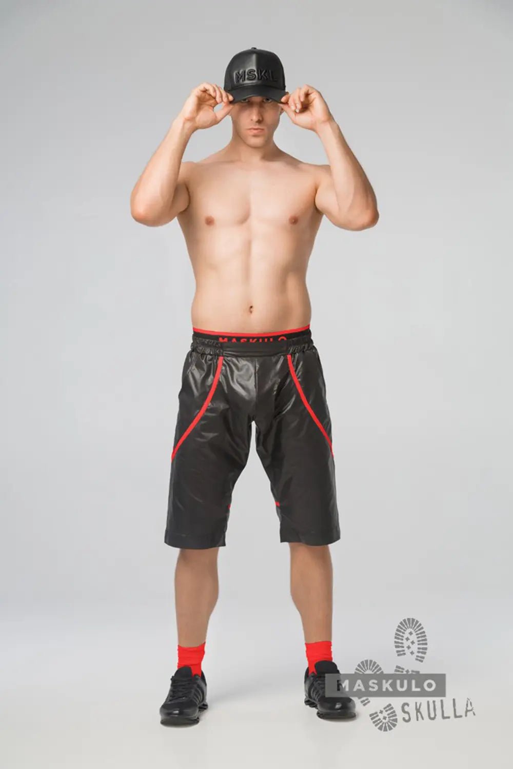 Skulla. Windbreaker Knee Shorts. Red - Maskulo - MSH120-Y1 - Maskulo EU Global Online Store