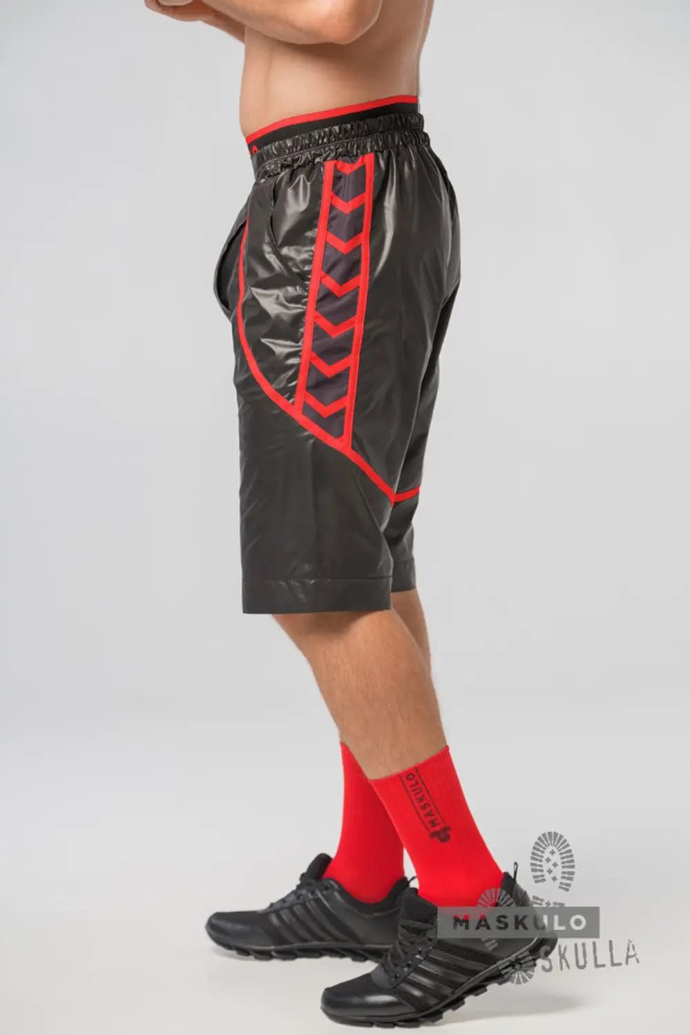 Skulla. Windbreaker Knee Shorts. Red - Maskulo - MSH120-Y1 - Maskulo EU Global Online Store