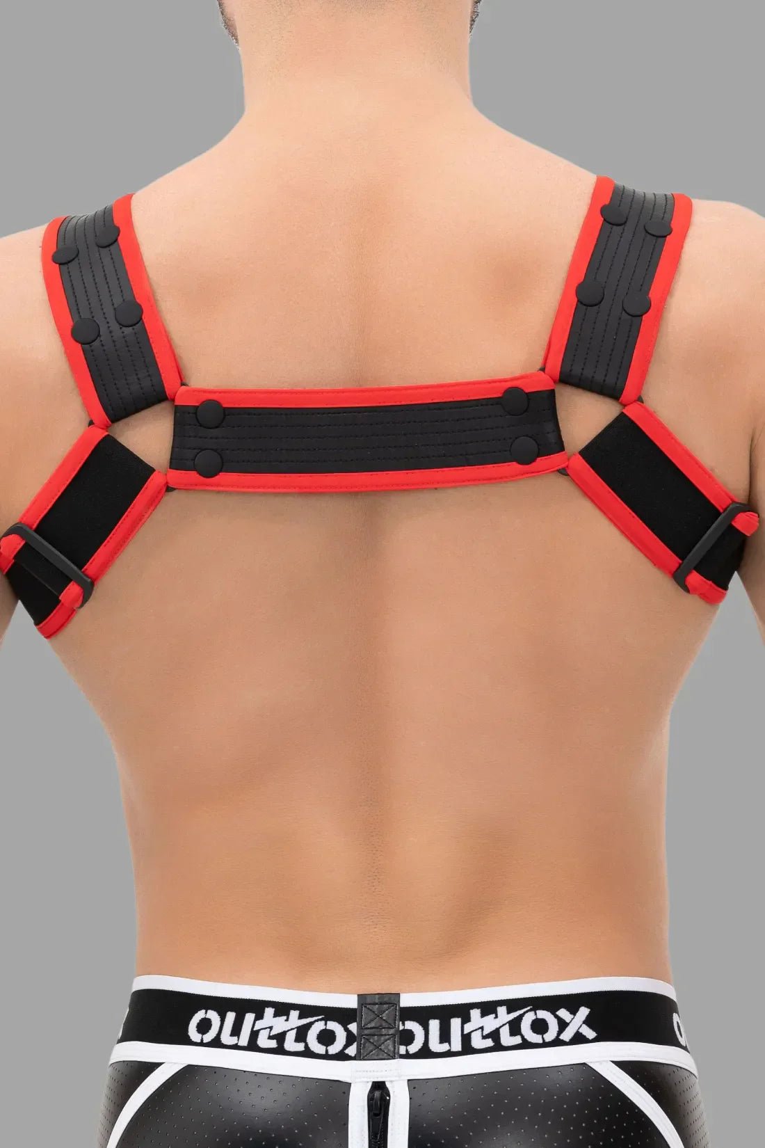 Outtox. Bulldog Harness with Snaps. Black &amp; Red - Outtox - XHR107 - Y5 - Maskulo Global (EU) Store