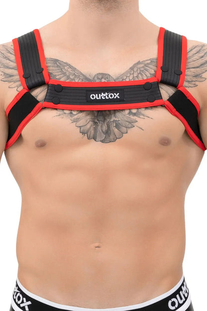 Outtox. Bulldog Harness with Snaps. Black &amp; Red - Outtox - XHR107 - Y5 - Maskulo Global (EU) Store