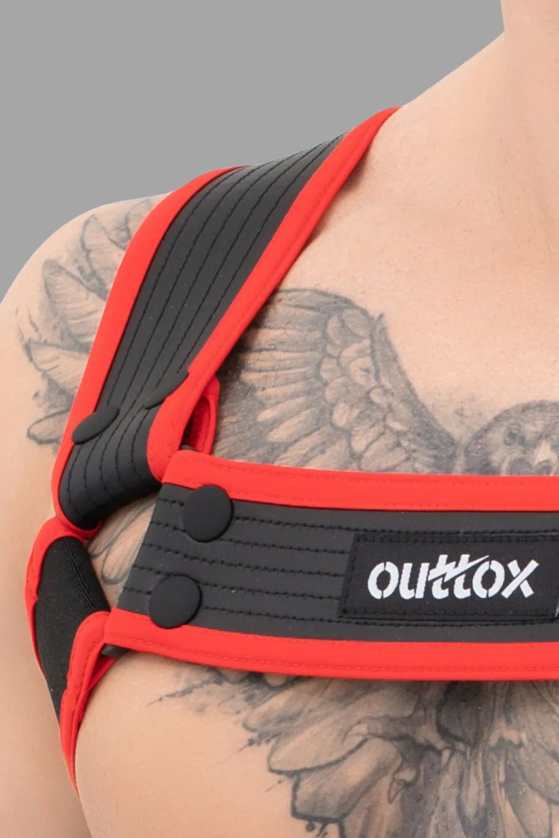 Outtox. Bulldog Harness with Snaps. Black &amp; Red - Outtox - XHR107 - Y5 - Maskulo Global (EU) Store