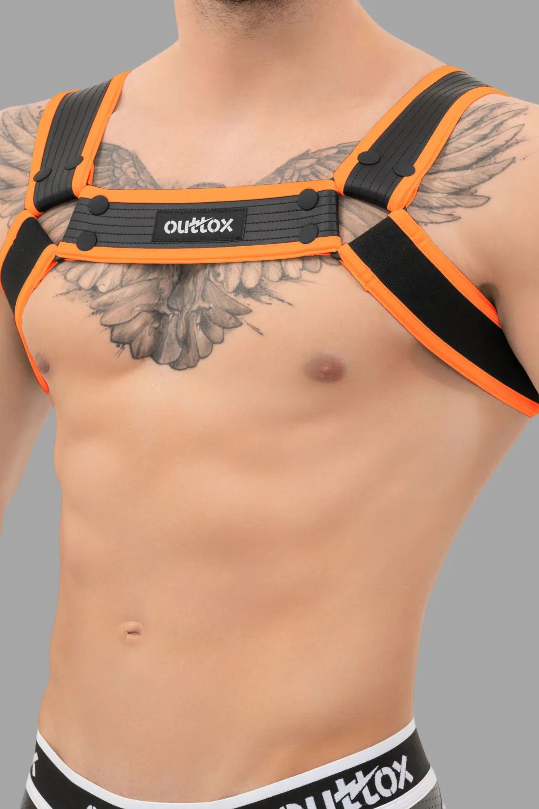 Outtox. Bulldog Harness with Snaps. Black and Orange - Outtox - XHR108 - Y1 - Maskulo Global (EU) Store