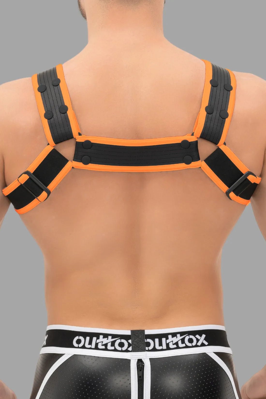 Outtox. Bulldog Harness with Snaps. Black and Orange - Outtox - XHR108 - Y1 - Maskulo Global (EU) Store