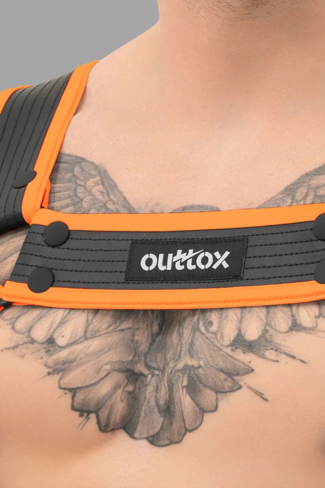 Outtox. Bulldog Harness with Snaps. Black and Orange - Outtox - XHR108 - Y1 - Maskulo Global (EU) Store