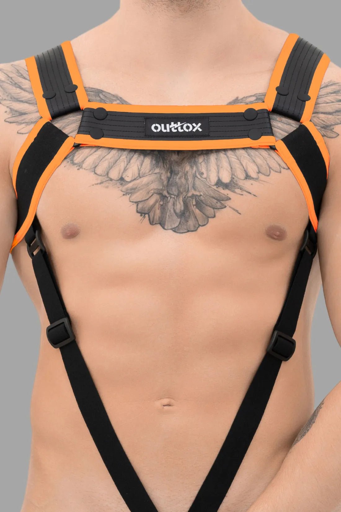 Outtox. Body Harness with Snaps. Black and Orange - Outtox - XHR114 - Y1 - Maskulo Global (EU) Store