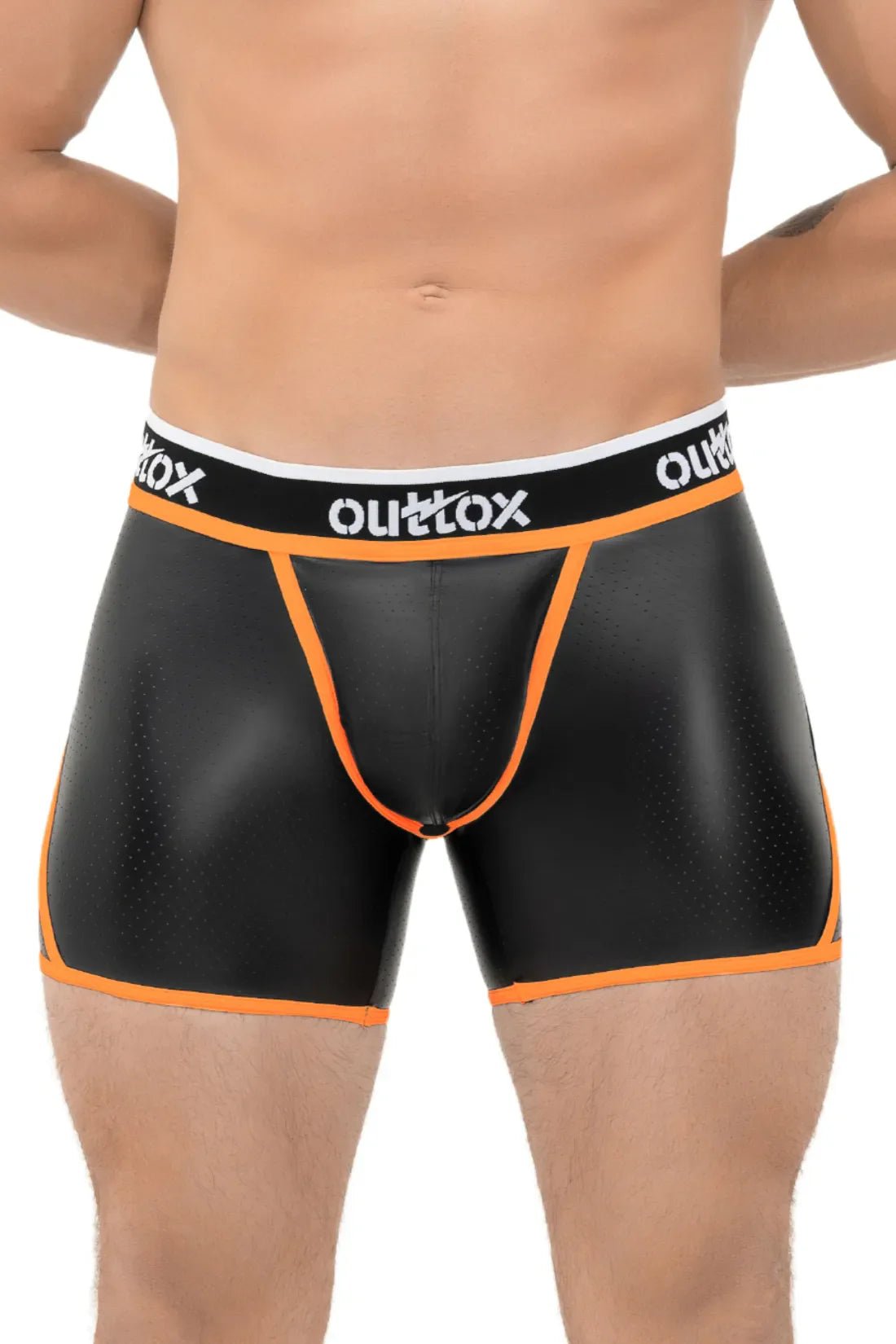 Outtox. Open Rear Shorts with Snap Codpiece. Orange Neon - Outtox - XSH106 - Y2 - Maskulo Global (EU) Store