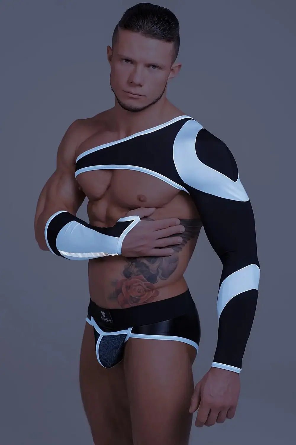 Youngero. Asymmetrical Long - Sleeved Crop Top. White Neon - Maskulo - MTP152-Y1 - Maskulo EU Global Online Store