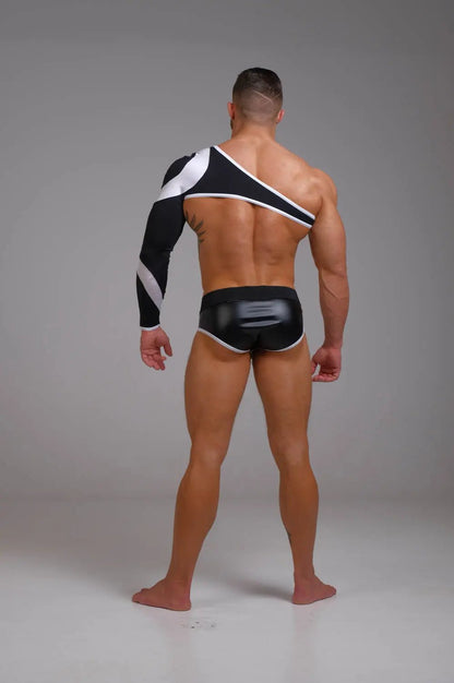 Youngero. Asymmetrical Long - Sleeved Crop Top. White Neon - Maskulo - MTP152-Y1 - Maskulo EU Global Online Store