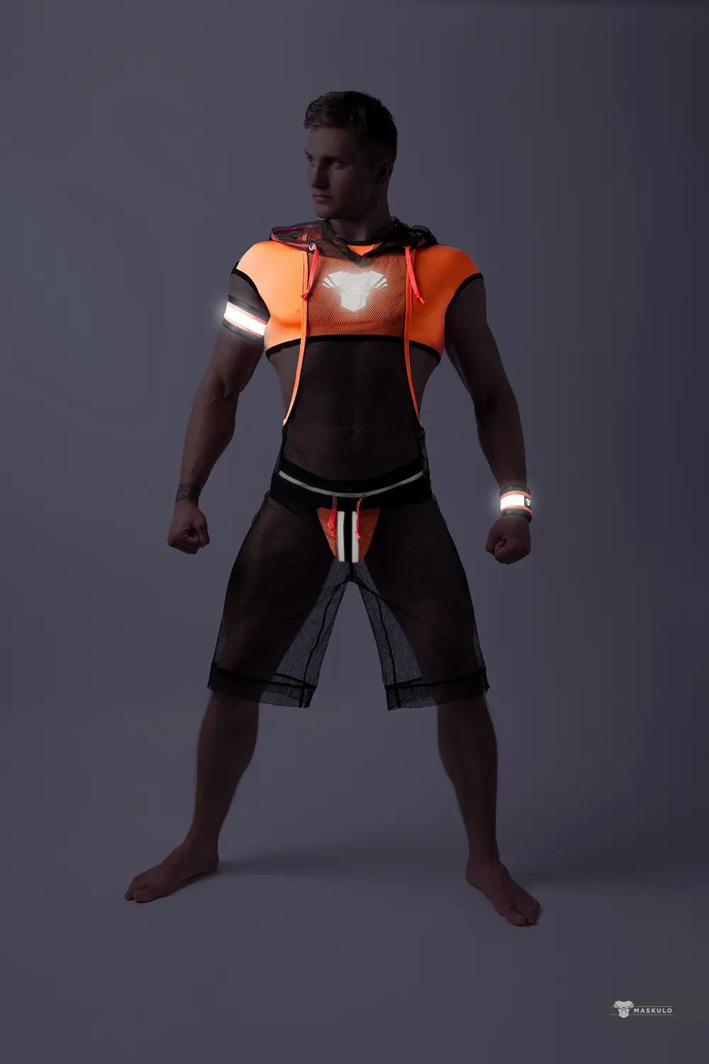 Youngero. Jockstrap with detachable codpiece. Orange Neon - Maskulo - MJS179-Y1 - Maskulo EU Global Online Store