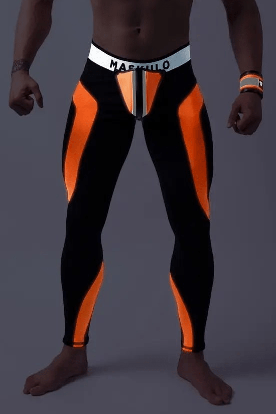 Youngero Leggings, regular rear. Codpiece. Orange Neon - Maskulo - MLG148-Y1 - Maskulo EU Global Online Store